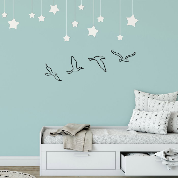 Wallity Birds - 486 Escultura de Pared de Metal Negra